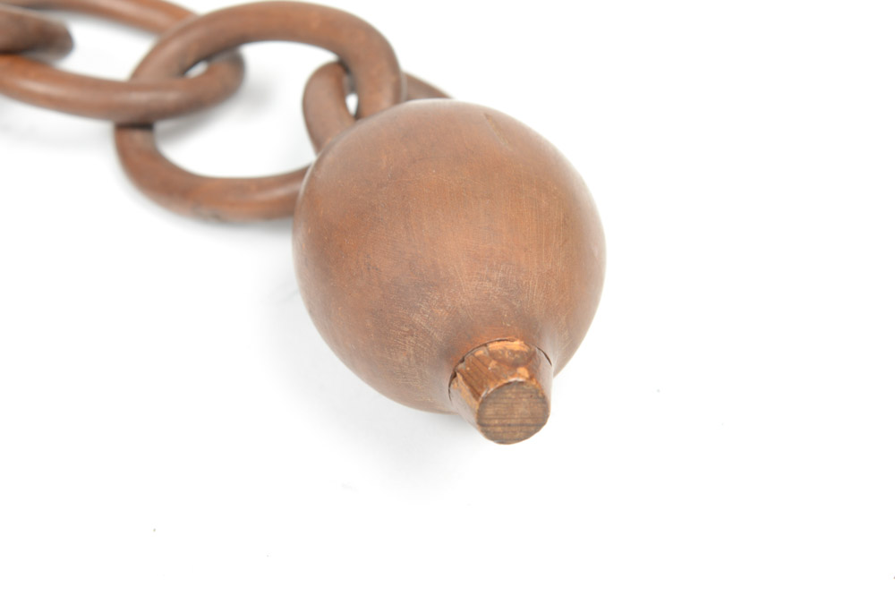 Antique Carved Wooden Molinillo and Chain