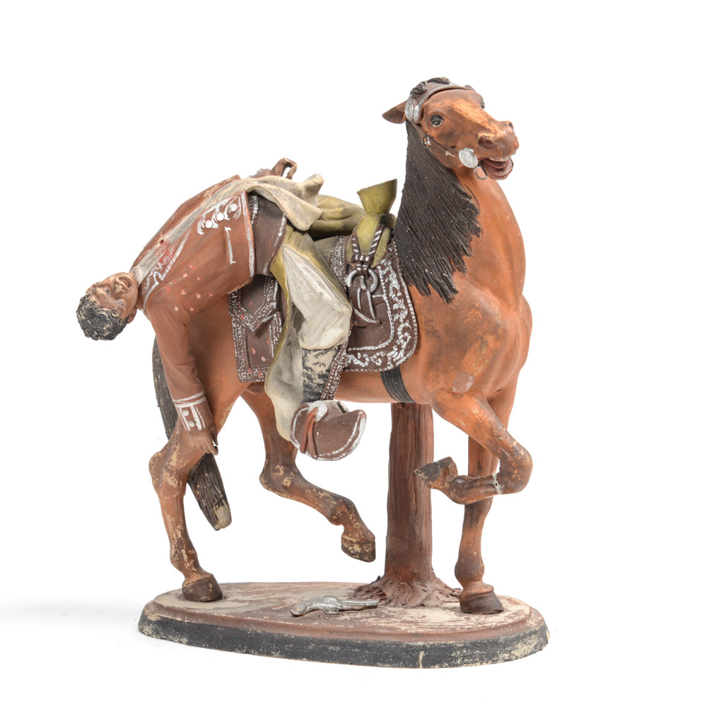 Spanish Colonial Pottery Figure of Dueler