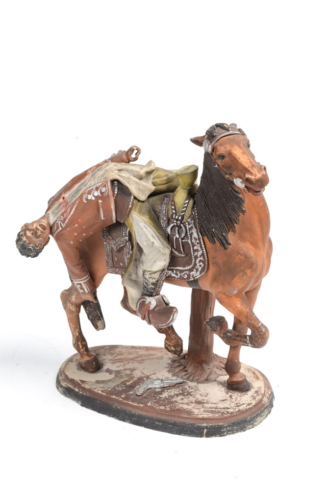 Spanish Colonial Pottery Figure of Dueler