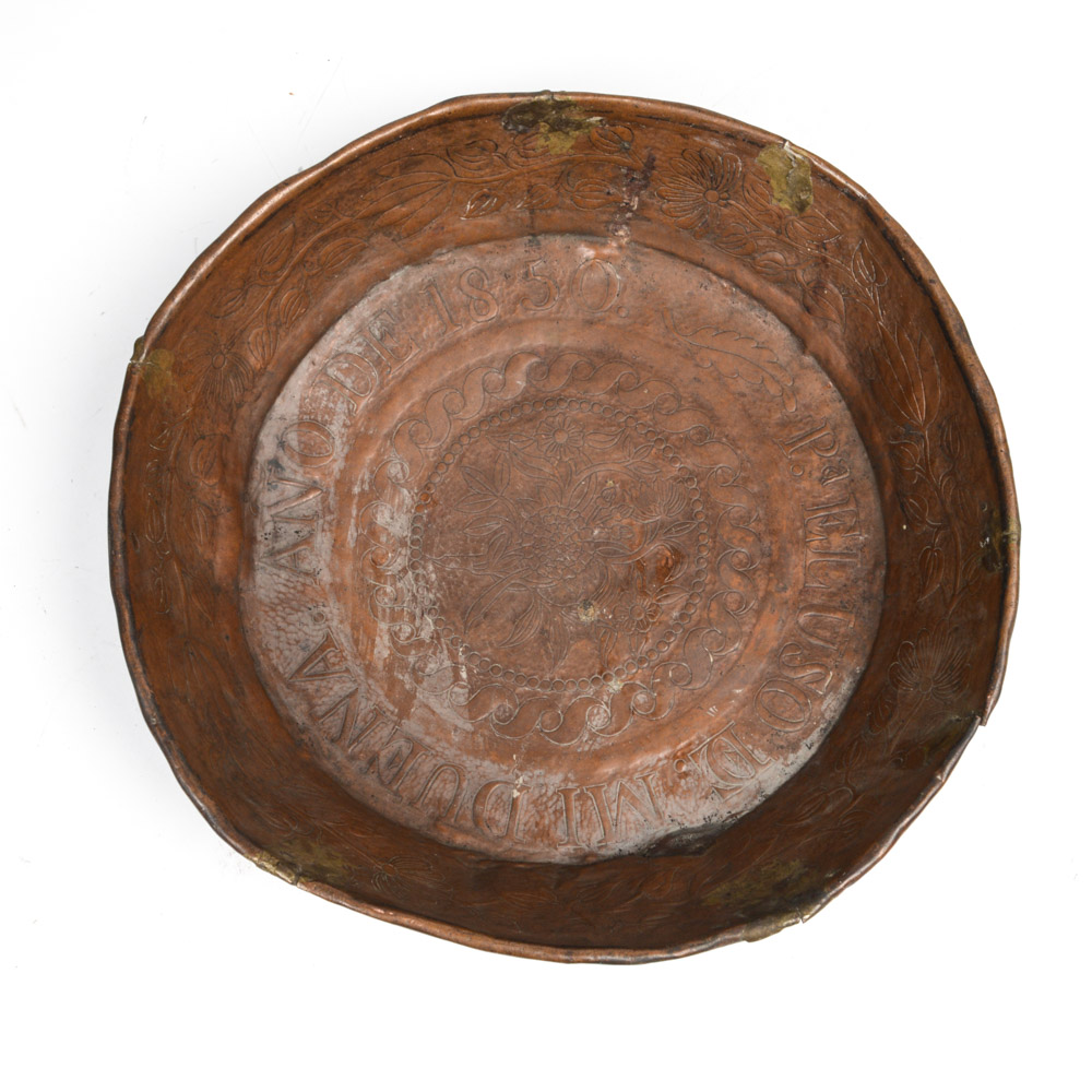 Antique Spanish Colonial Hammered Copper Bowl