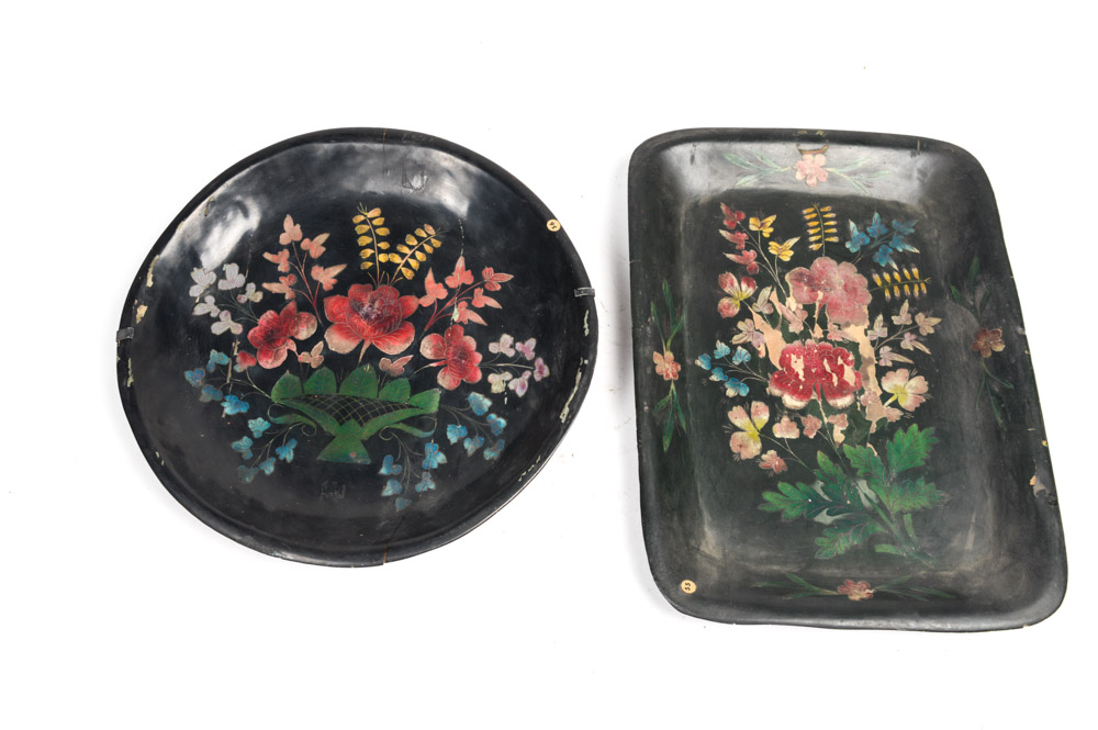 Antique Spanish Colonial Painted Wooden Platters