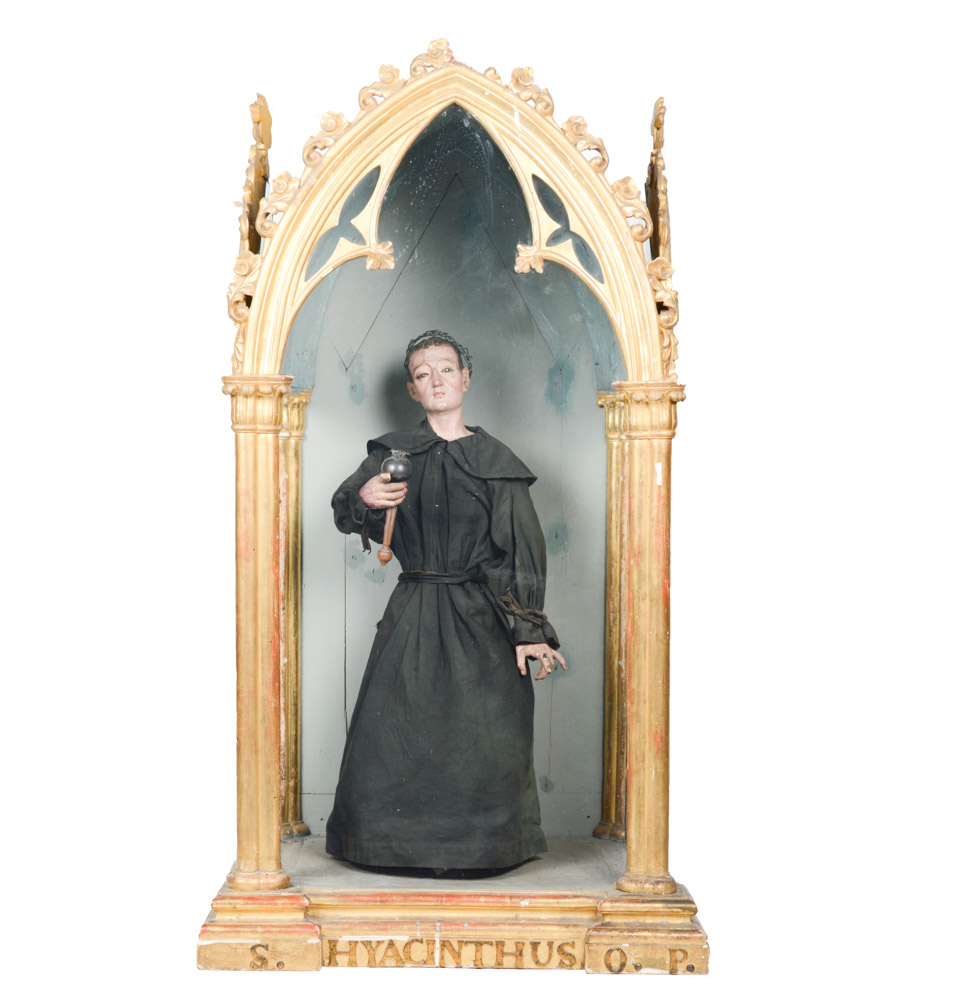 Fine 19th Century Santos of San Jacinto, in a Neo-Gothic Case