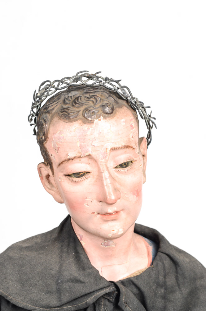 Fine 19th Century Santos of San Jacinto, in a Neo-Gothic Case