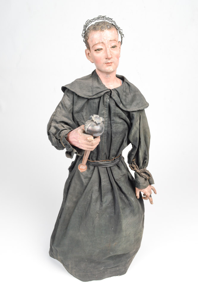 Fine 19th Century Santos of San Jacinto, in a Neo-Gothic Case