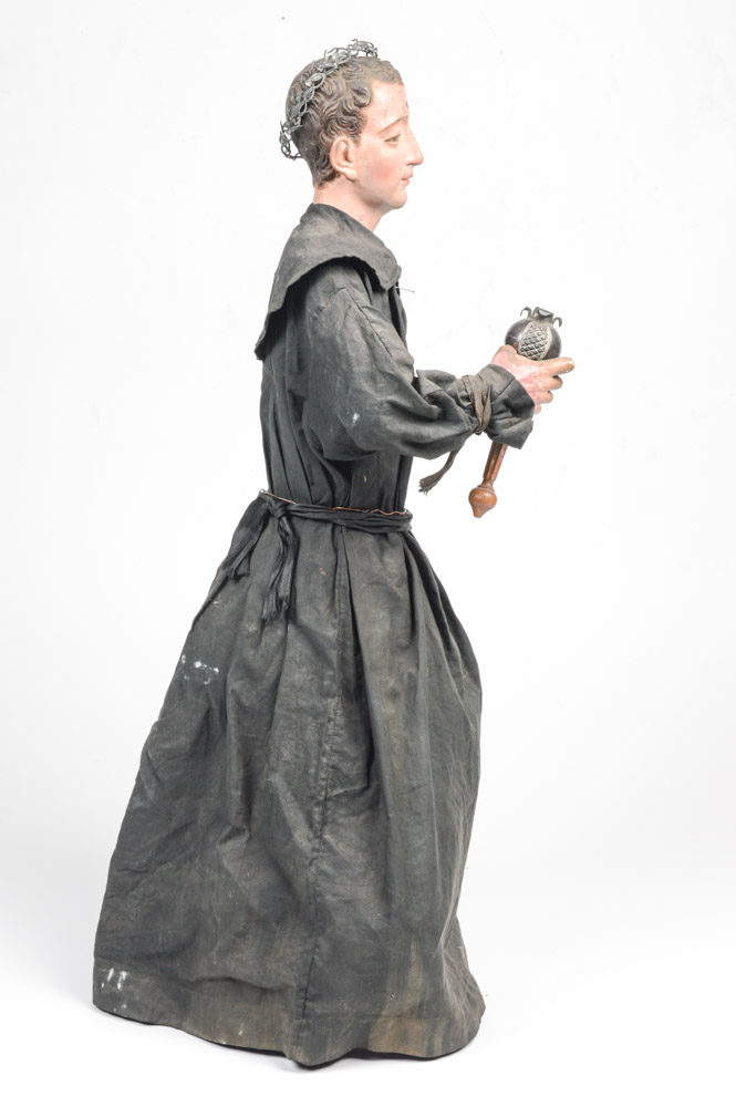 Fine 19th Century Santos of San Jacinto, in a Neo-Gothic Case