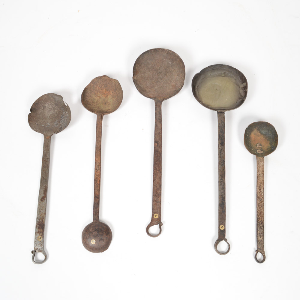 Five Antique Hand Wrought Spoons