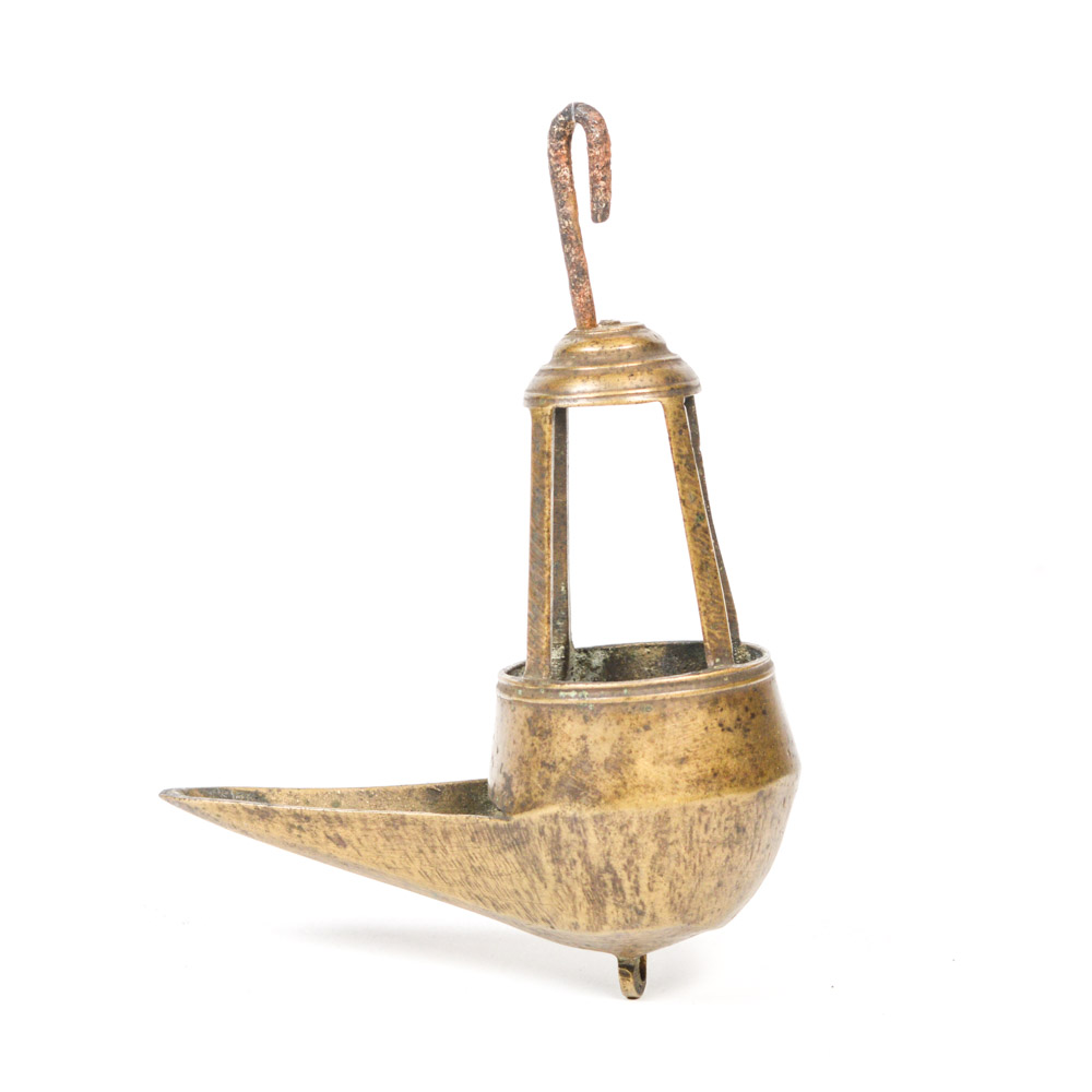 Antique Spanish Colonial Brass Oil Lamp