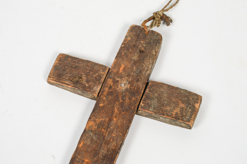 Antique Spanish Colonial Cross with Straw Inlay