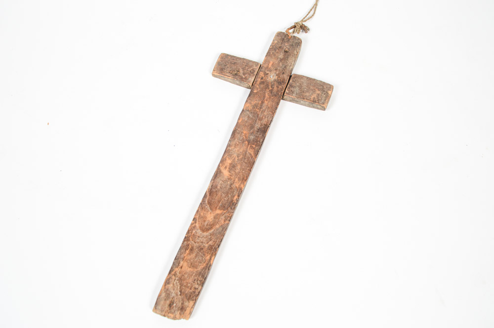 Antique Spanish Colonial Cross with Straw Inlay