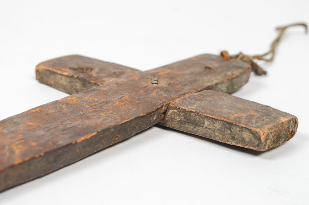 Antique Spanish Colonial Cross with Straw Inlay