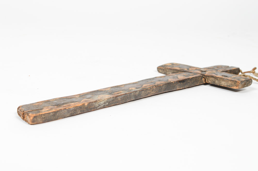 Antique Spanish Colonial Cross with Straw Inlay