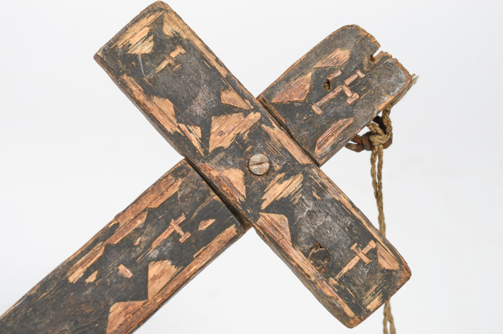 Antique Spanish Colonial Cross with Straw Inlay