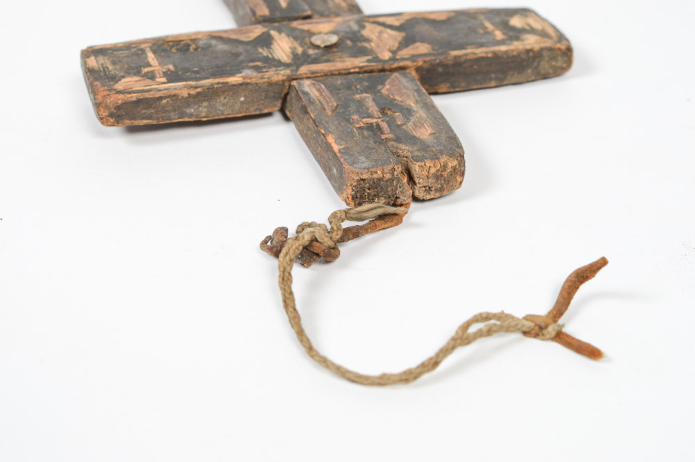 Antique Spanish Colonial Cross with Straw Inlay