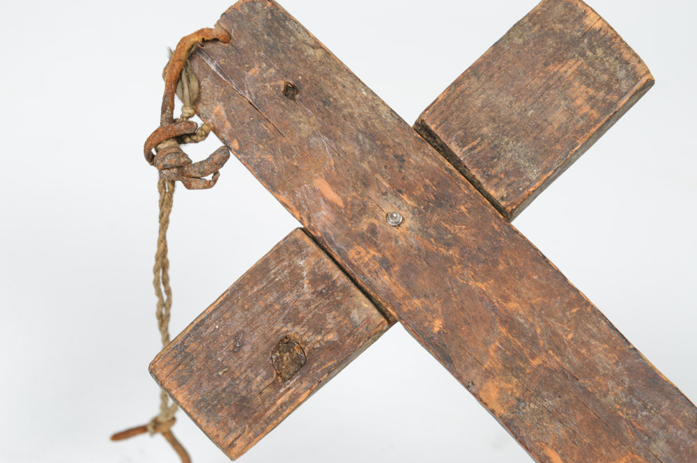 Antique Spanish Colonial Cross with Straw Inlay