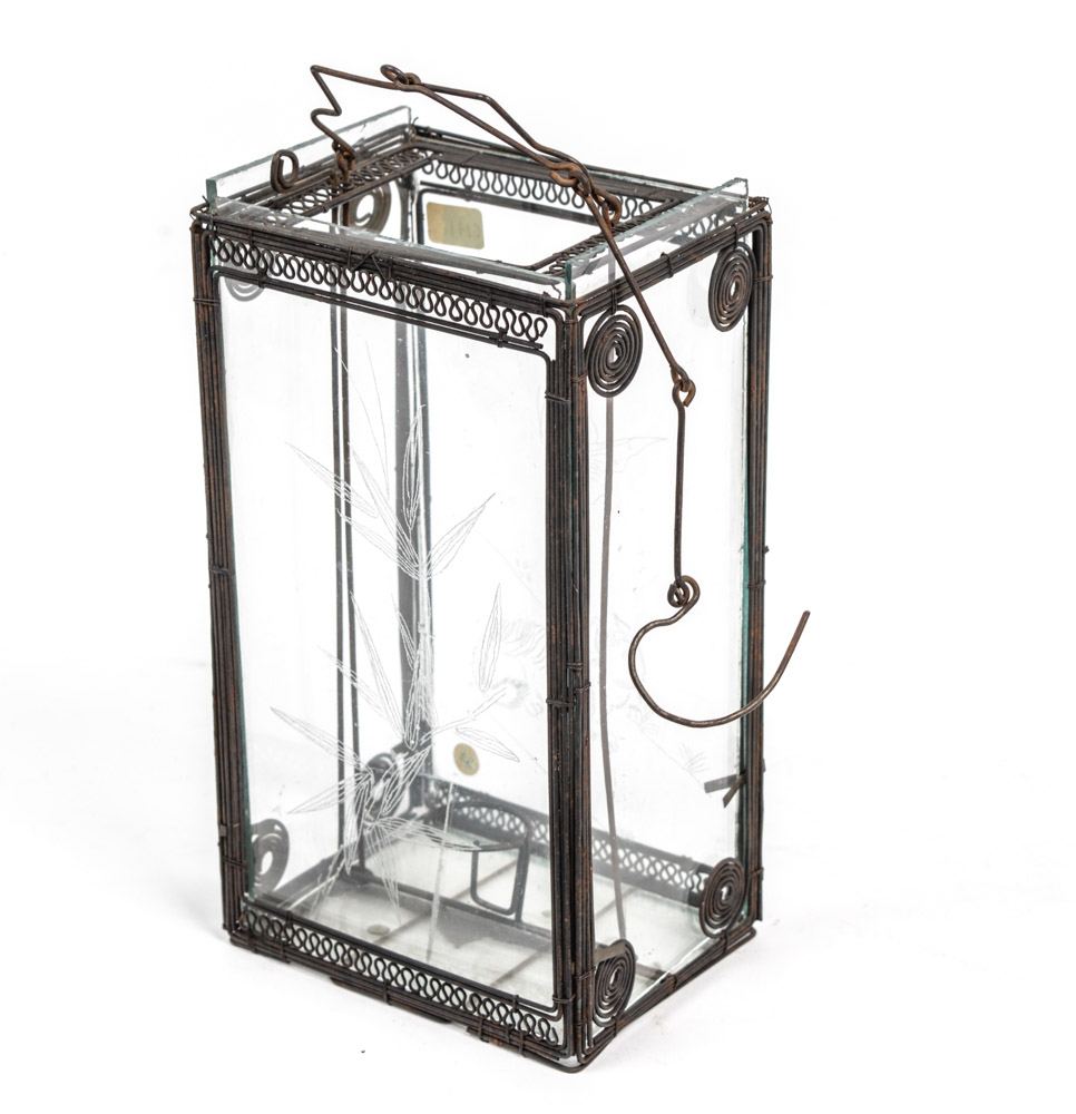 Antique Chinese Etched Glass Lantern