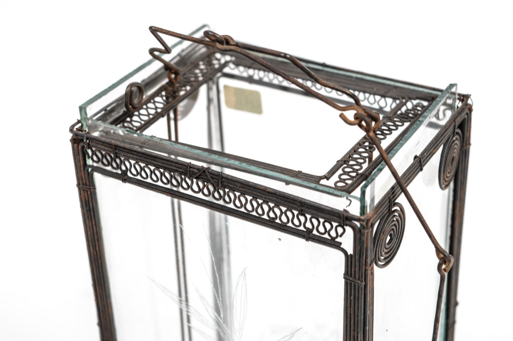 Antique Chinese Etched Glass Lantern