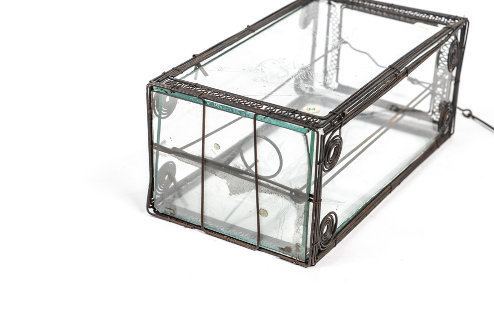 Antique Chinese Etched Glass Lantern