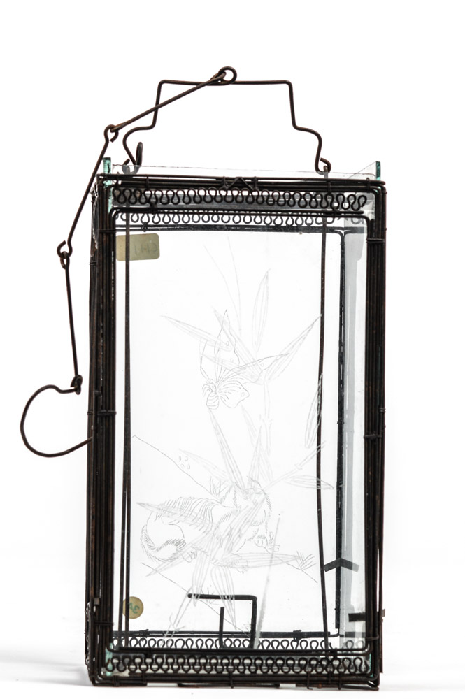 Antique Chinese Etched Glass Lantern