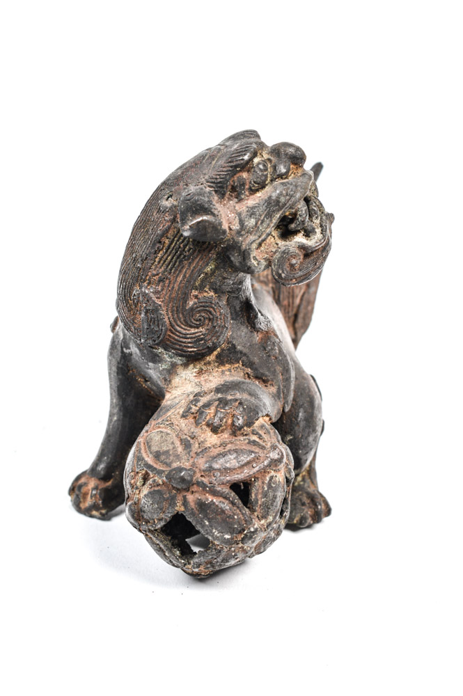 Antique Chinese Spelter Metal Lion Figure