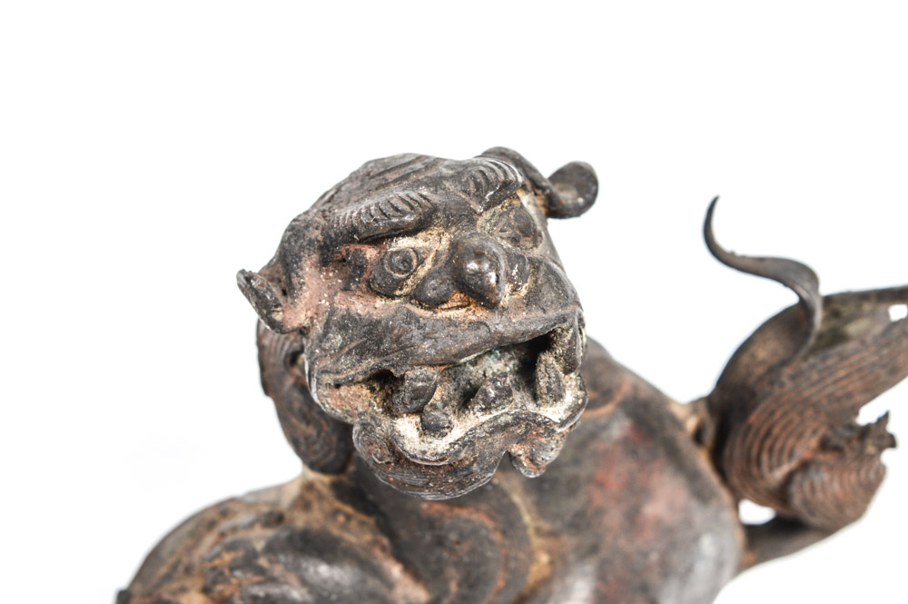 Antique Chinese Spelter Metal Lion Figure