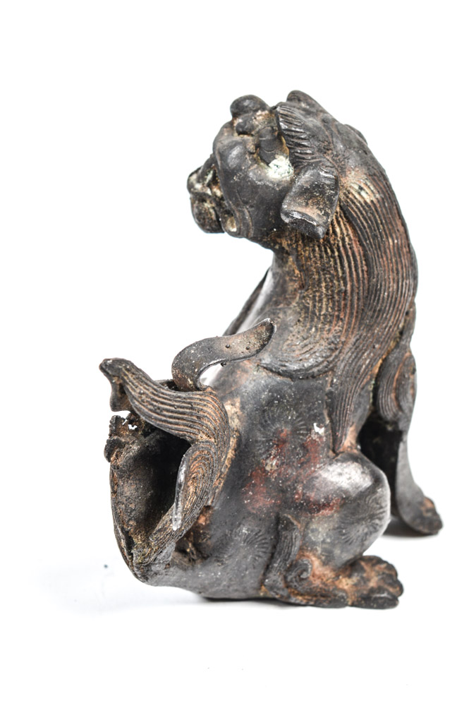 Antique Chinese Spelter Metal Lion Figure