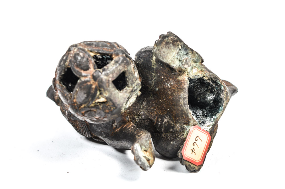 Antique Chinese Spelter Metal Lion Figure