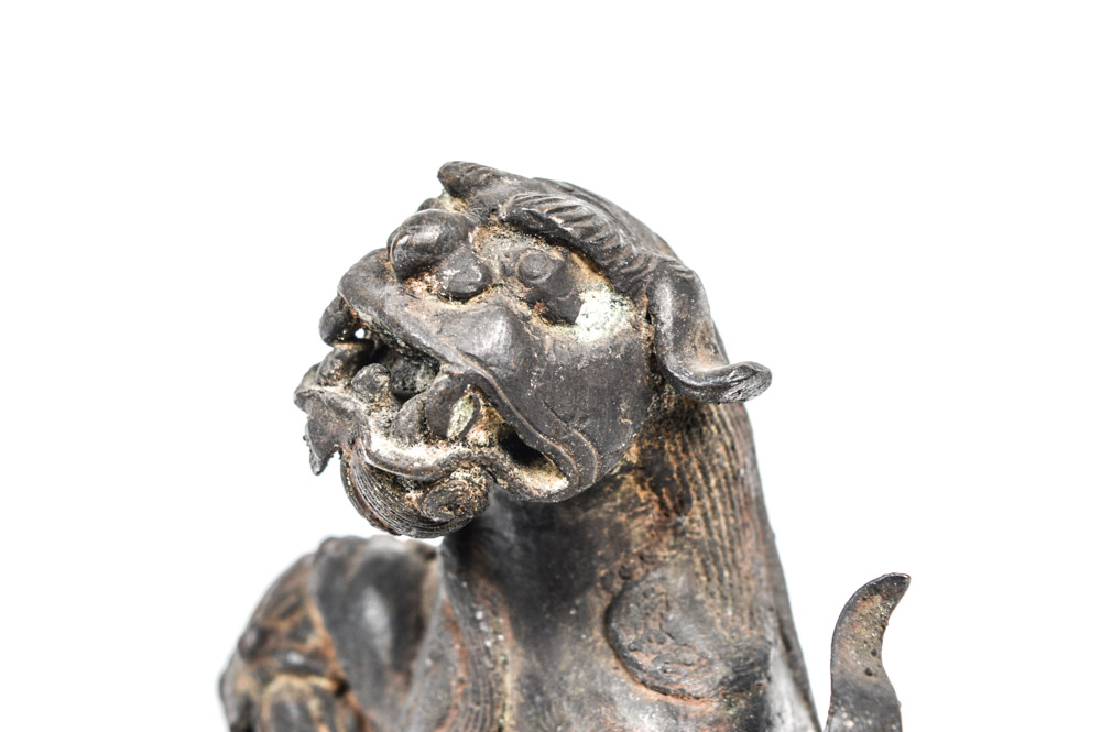 Antique Chinese Spelter Metal Lion Figure