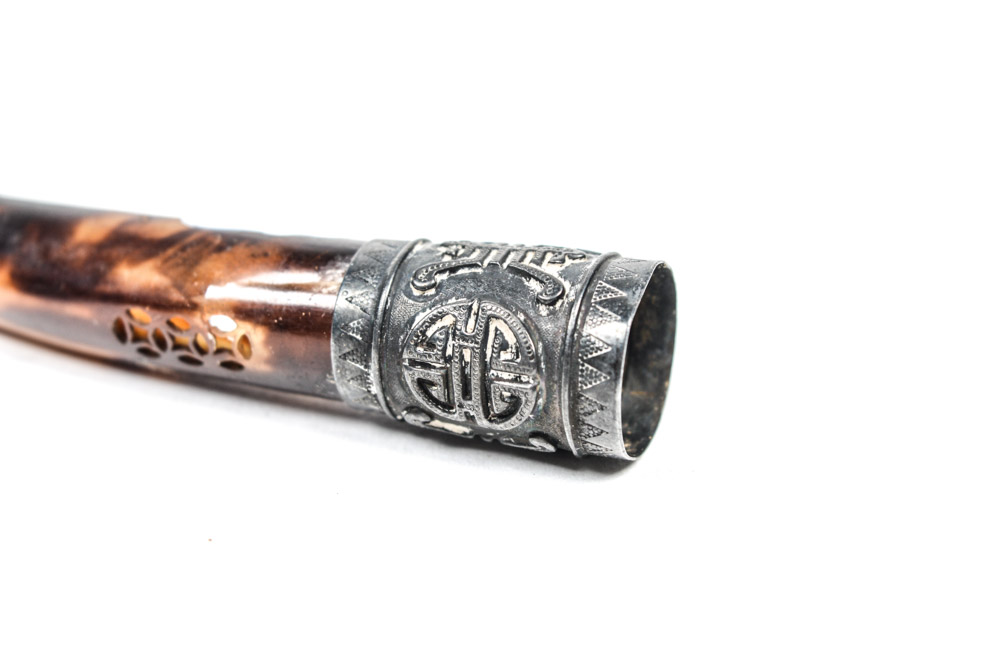 Late Qing Dynasty Tortoise Shell and Sterling Fingernail Guard