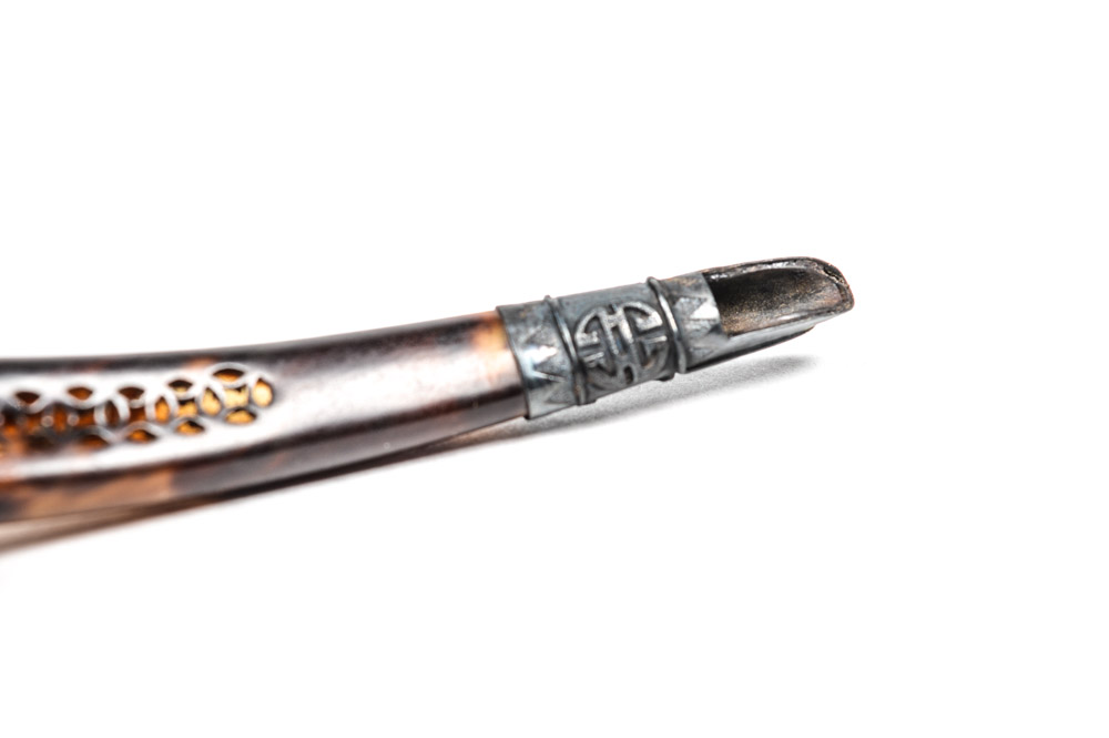 Late Qing Dynasty Tortoise Shell and Sterling Fingernail Guard