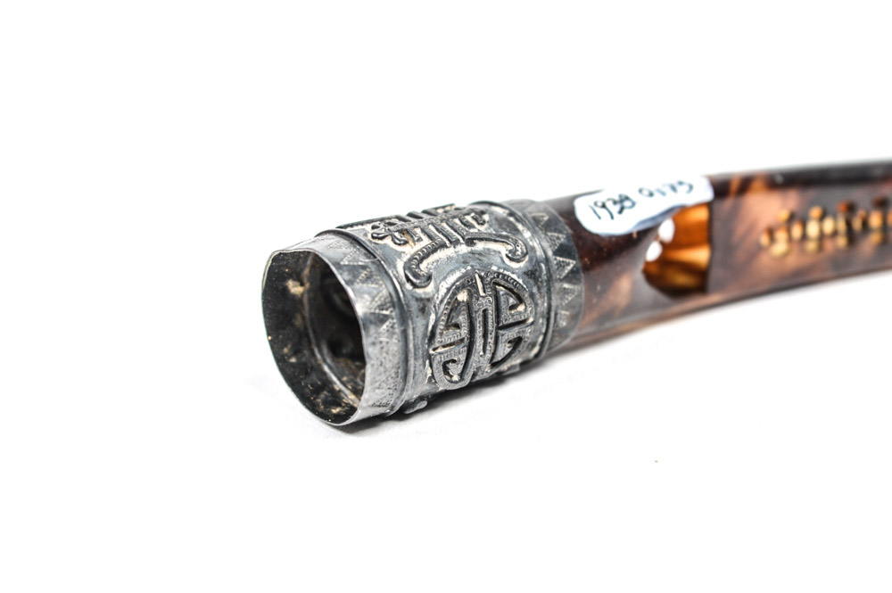 Late Qing Dynasty Tortoise Shell and Sterling Fingernail Guard