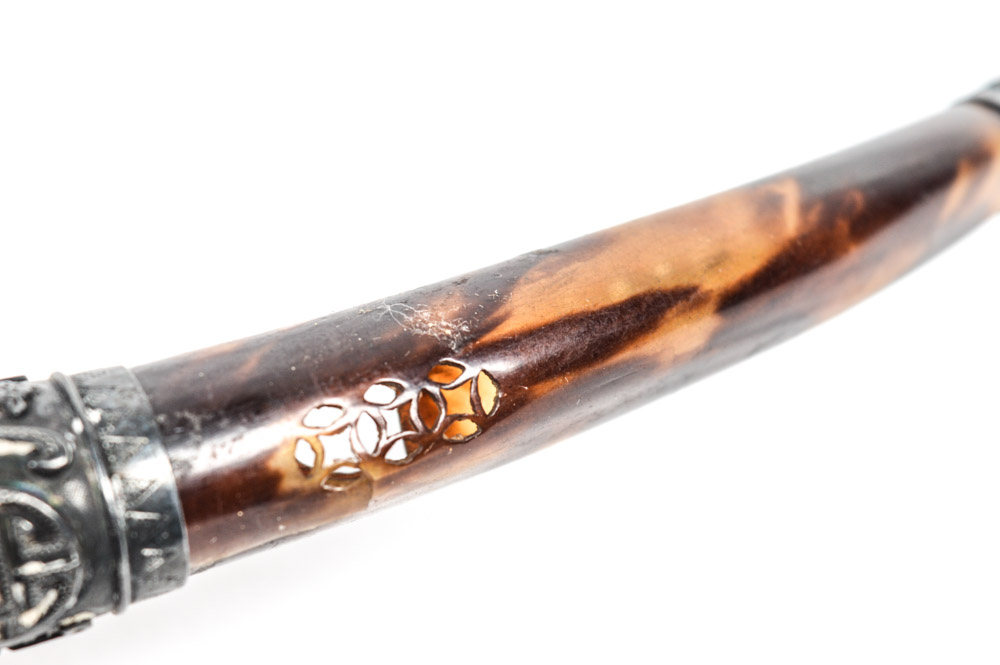 Late Qing Dynasty Tortoise Shell and Sterling Fingernail Guard