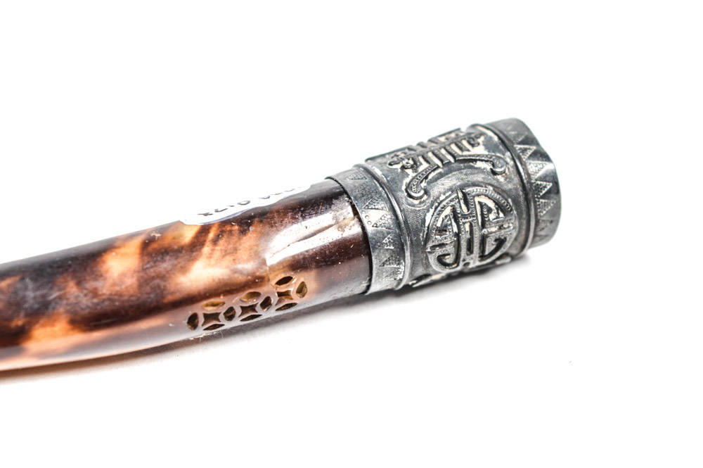 Late Qing Dynasty Tortoise Shell and Sterling Fingernail Guard