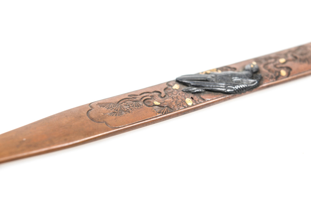 Antique Japanese Signed Umetada Narimasa Metal Kogai Hair Arranger Sword Accesory