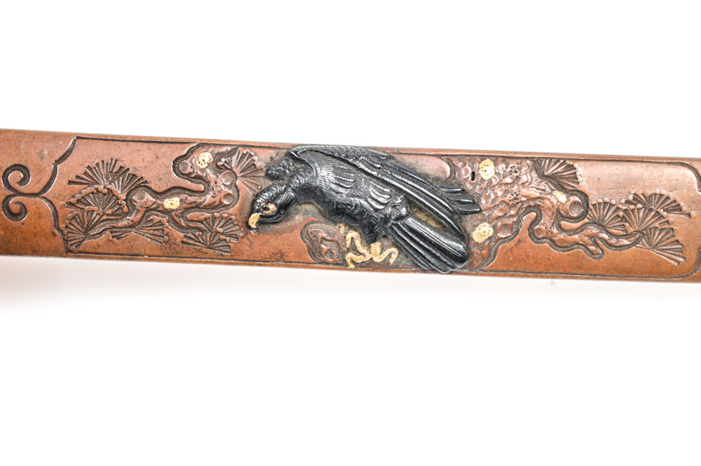 Antique Japanese Signed Umetada Narimasa Metal Kogai Hair Arranger Sword Accesory