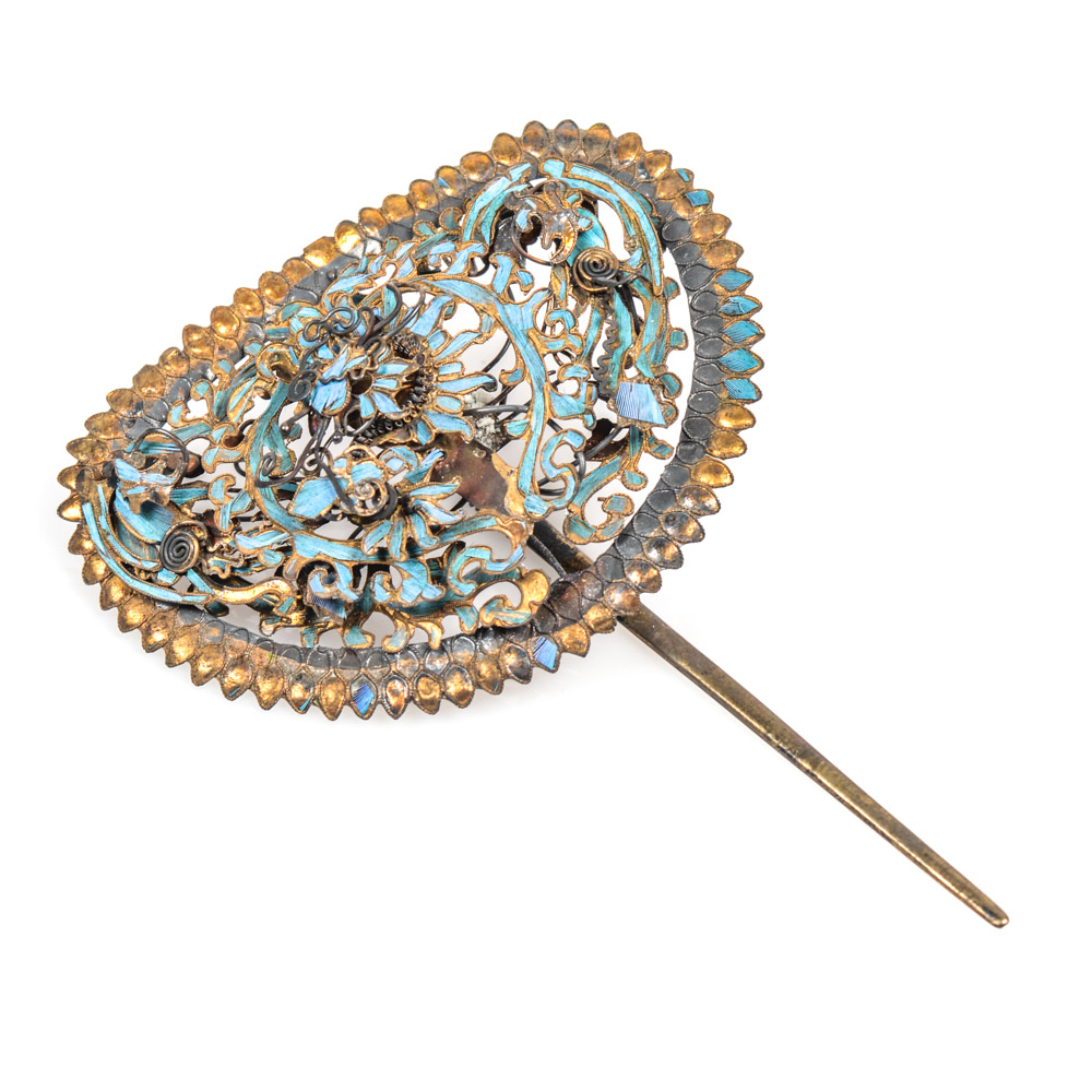 Late Qing Dynasty Kingfisher Feather Hair Ornament