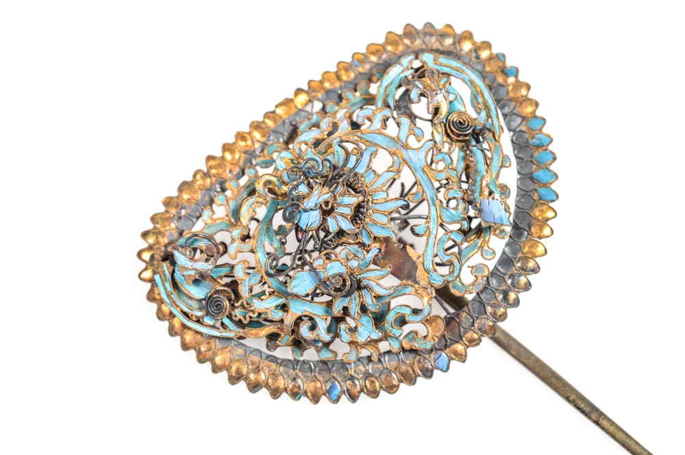 Late Qing Dynasty Kingfisher Feather Hair Ornament