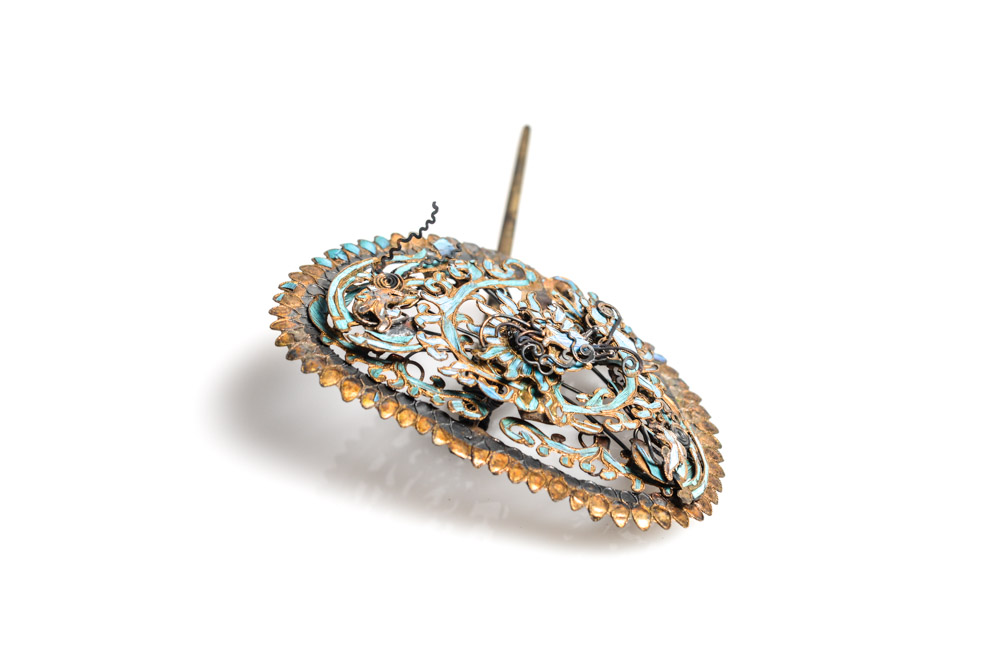 Late Qing Dynasty Kingfisher Feather Hair Ornament
