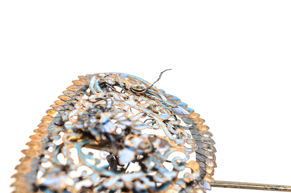 Late Qing Dynasty Kingfisher Feather Hair Ornament