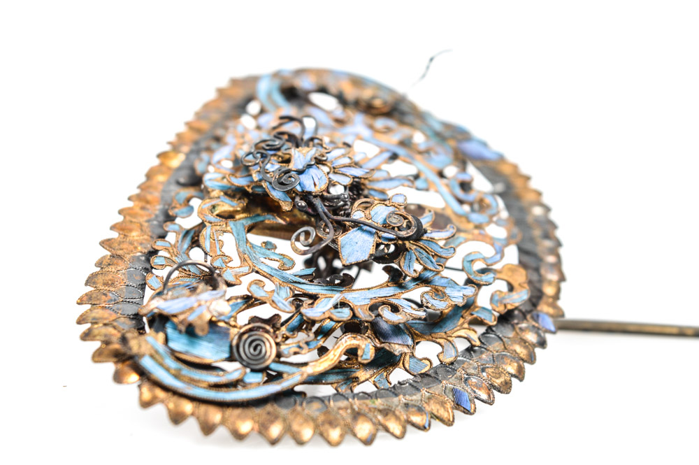 Late Qing Dynasty Kingfisher Feather Hair Ornament