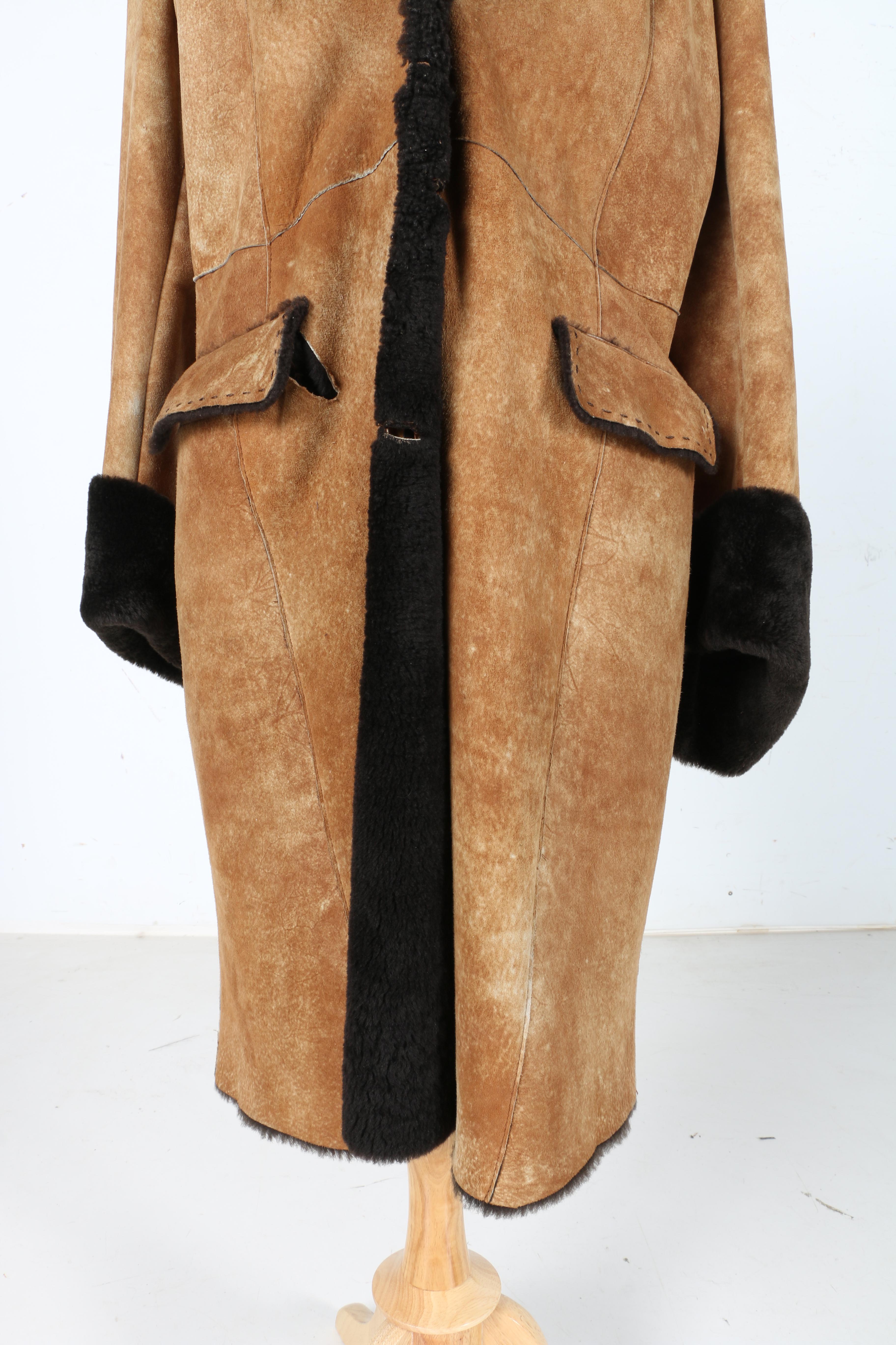 INOCHI Suede and Lamb Coat With Fox Collar