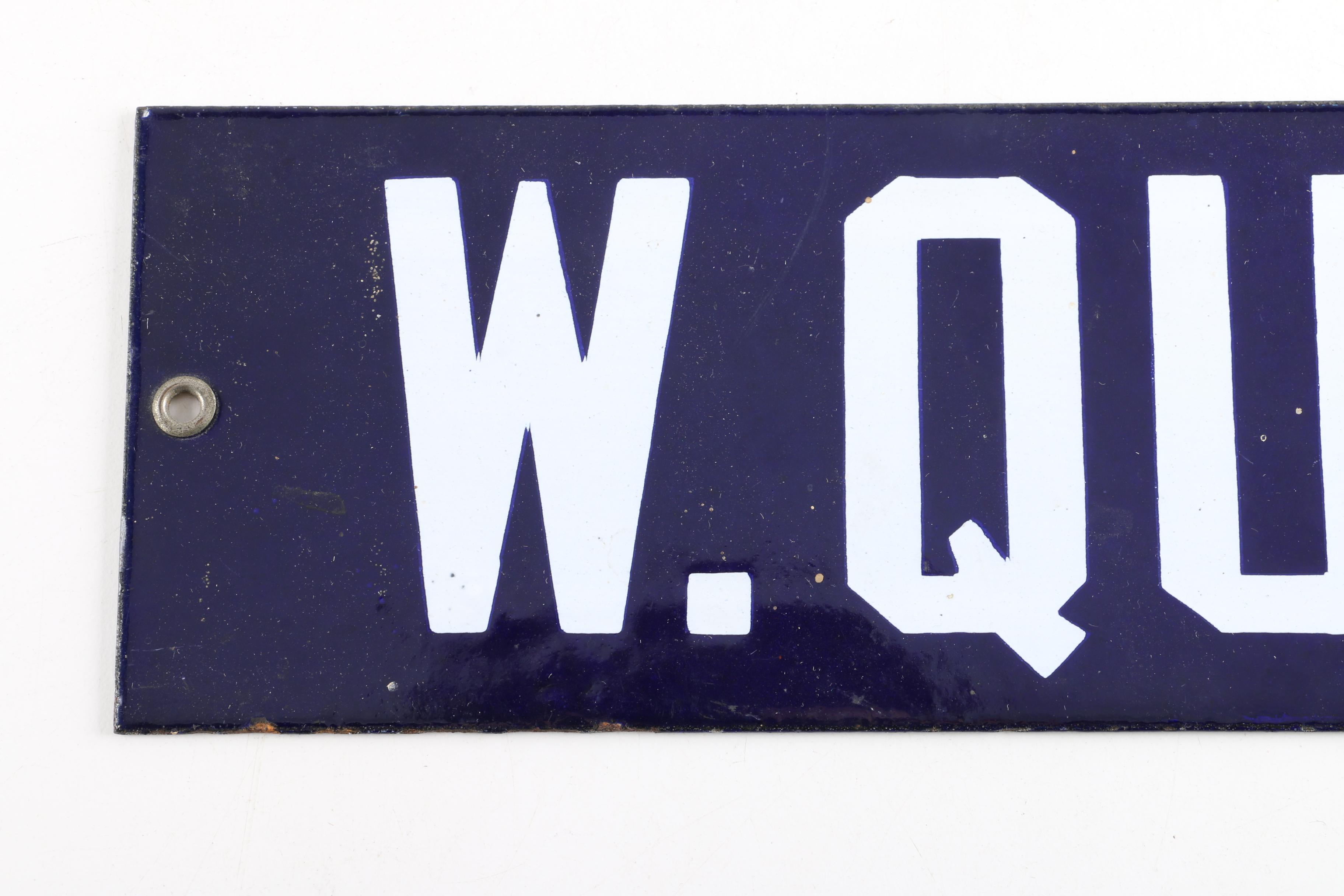 Enameled Street Sign "W. Queen St."