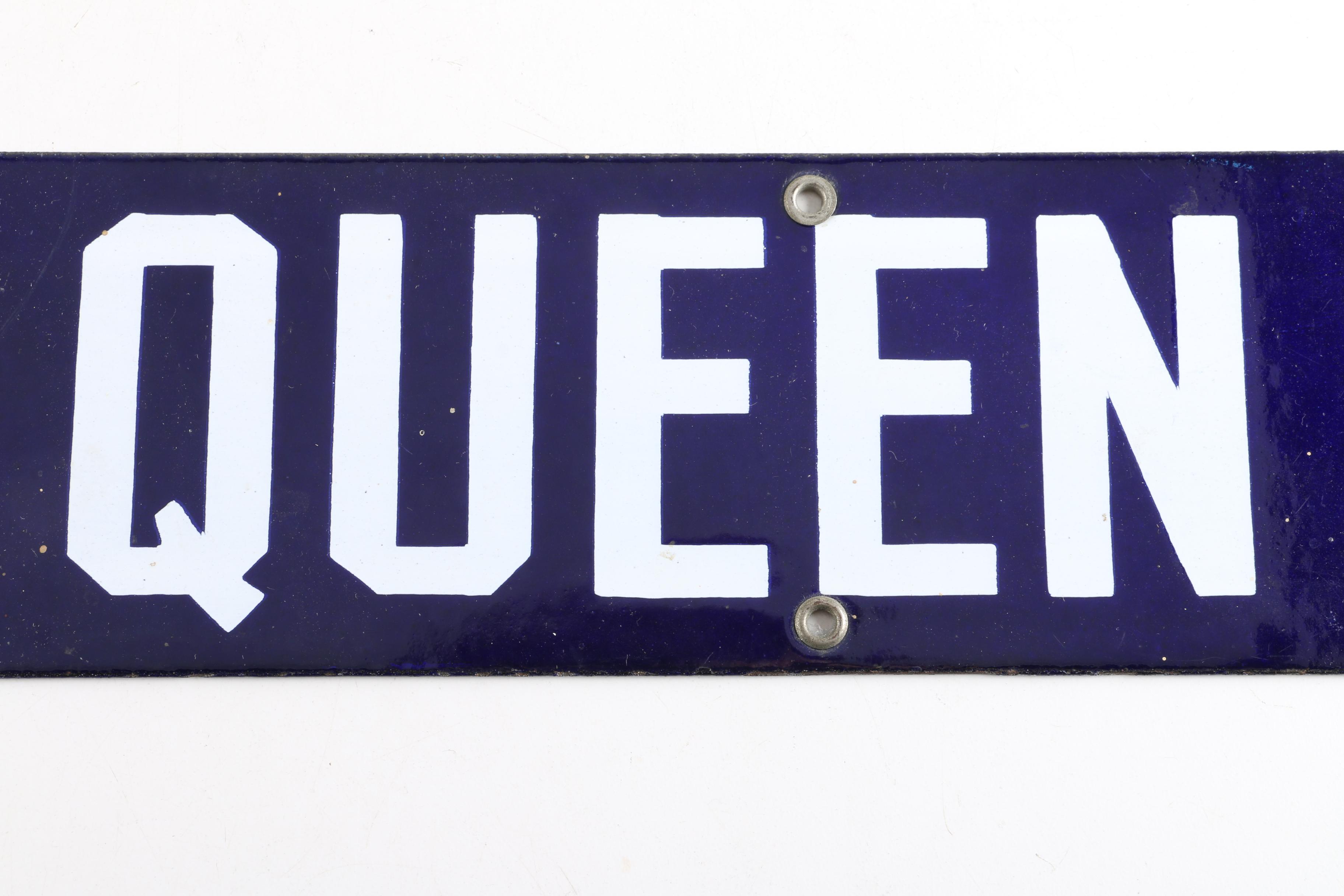 Enameled Street Sign "W. Queen St."