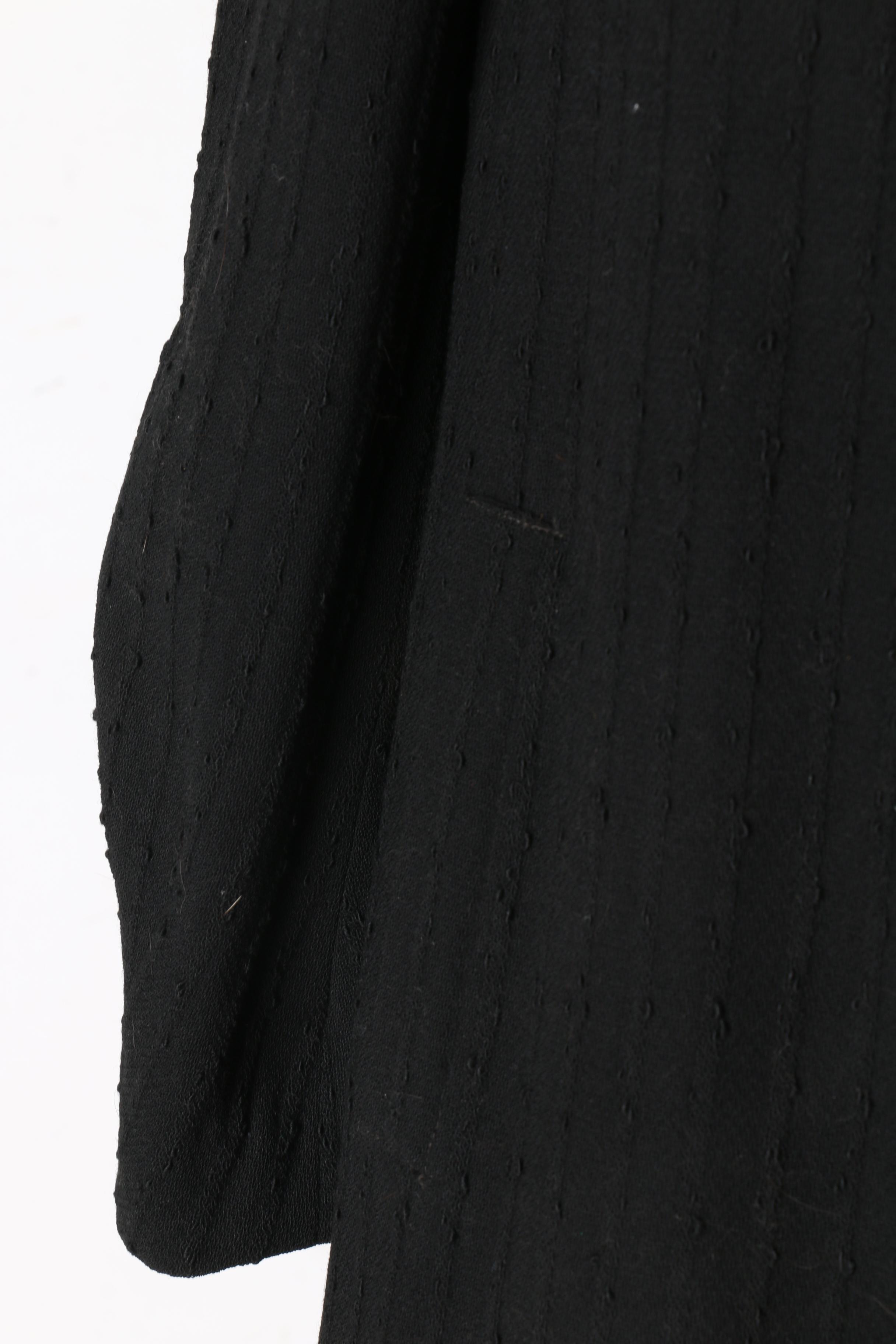 Women's Vintage Black Overcoat With Fox Fur Collar