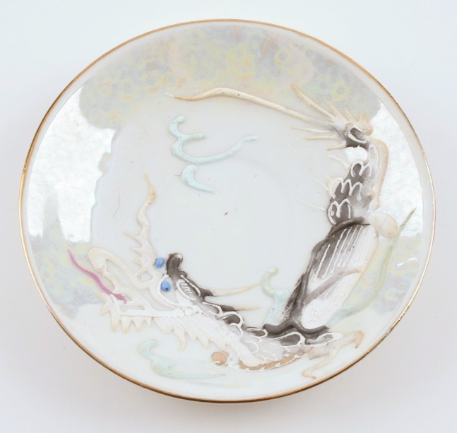 A Vintage White Luster Moriage Dragonware Teaset