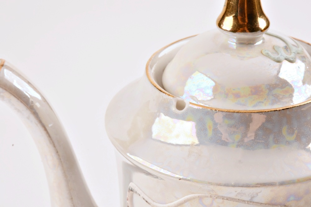 A Vintage White Luster Moriage Dragonware Teaset