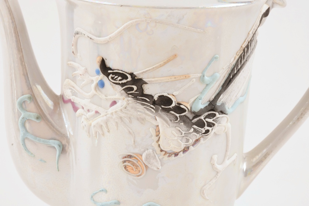 A Vintage White Luster Moriage Dragonware Teaset