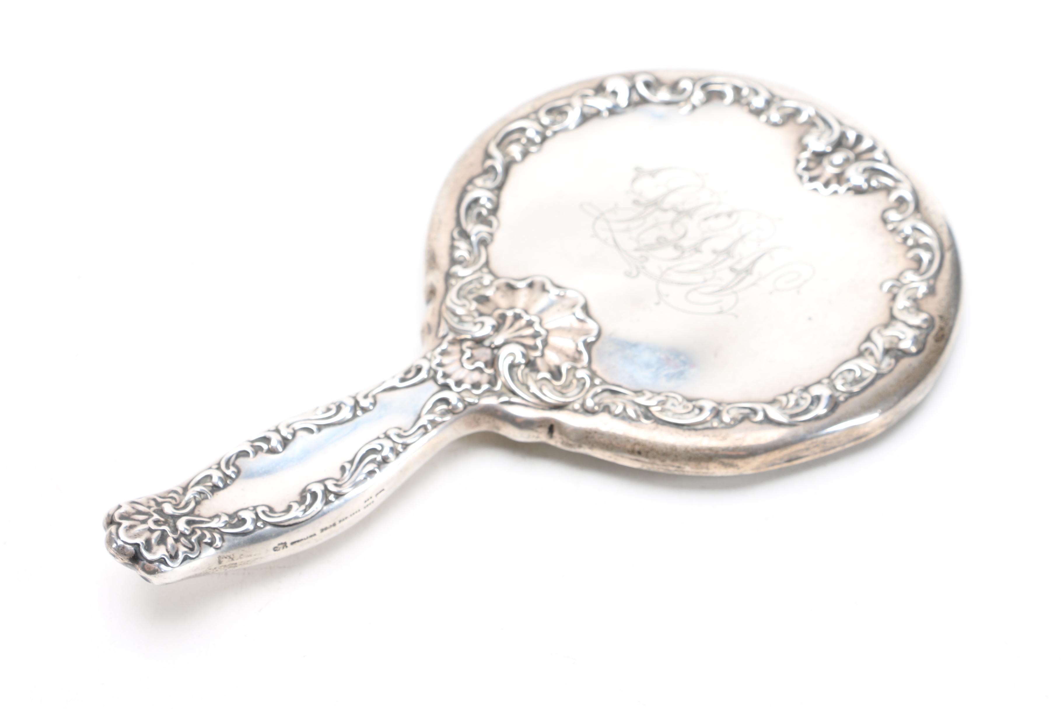 Whiting Manufacturing Co. Sterling Silver Mirror and Brushes