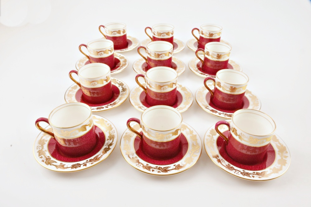 Wedgewood "Whitehall" Dessert Set for Twelve in Powder Ruby