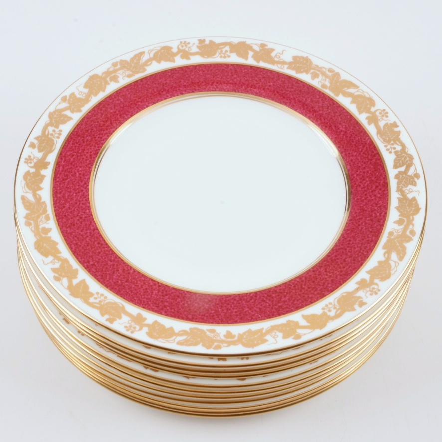 Wedgewood "Whitehall" Dessert Set for Twelve in Powder Ruby