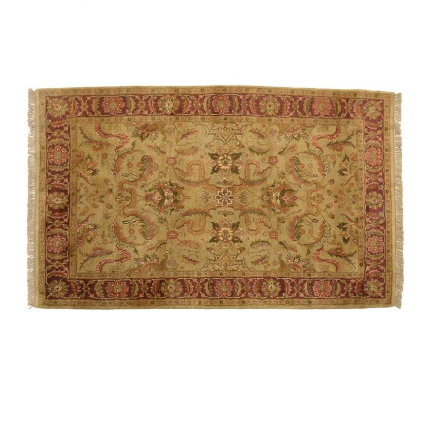 Hand Knotted Indo-Oushak Wool Area Rug